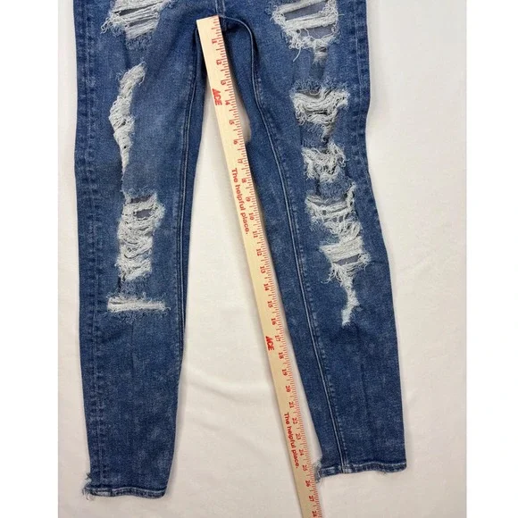 AMERICAN EAGLE Womens Mom Jean Distressed Stretch High Rise Blue Denim Size 00 - Picture 10 of 10